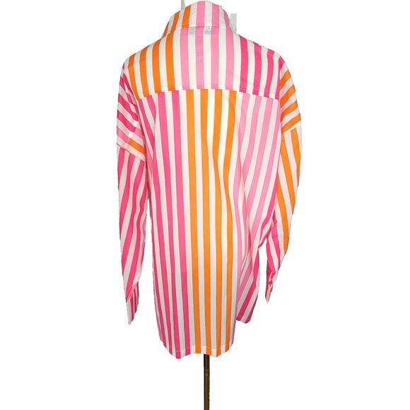 Beach Riot Top Size L  Alexa Sunset Stripes Cover Up Womens Large Button Up New - Picture 5 of 14